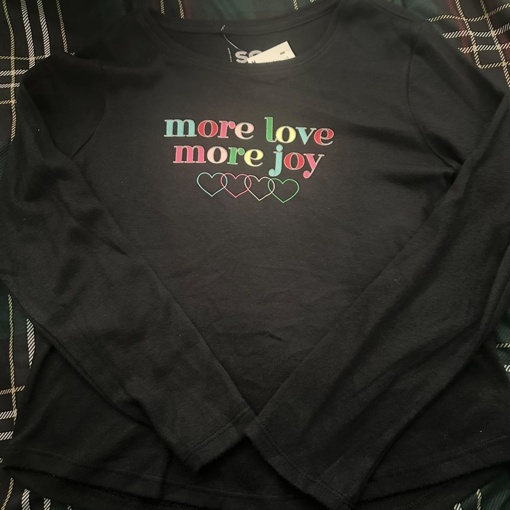 Black Long Sleeve Shirt with Colorful Text
